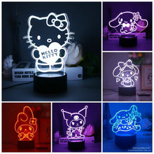 Lade das Bild in den Galerie-Viewer, Hello Kitty Nachtlampe mit Fernbedienung und magischen Farbwechsel 3D Effekt