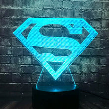 Lade das Bild in den Galerie-Viewer, Batman / Superman Logo Lampe mit Farbwechsel und 3D kaufen