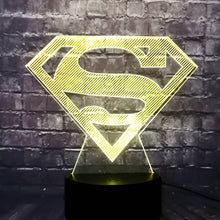 Lade das Bild in den Galerie-Viewer, Batman / Superman Logo Lampe mit Farbwechsel und 3D kaufen