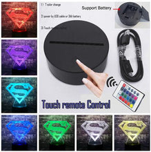 Lade das Bild in den Galerie-Viewer, Batman / Superman Logo Lampe mit Farbwechsel und 3D kaufen