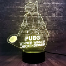 Lade das Bild in den Galerie-Viewer, PUBG Winner Winner Chicken Dinner Lampe mit 3D Effekt und wechselnden Farben kaufen