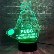 Lade das Bild in den Galerie-Viewer, PUBG Winner Winner Chicken Dinner Lampe mit 3D Effekt und wechselnden Farben kaufen