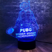 Lade das Bild in den Galerie-Viewer, PUBG Winner Winner Chicken Dinner Lampe mit 3D Effekt und wechselnden Farben kaufen