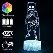 Lade das Bild in den Galerie-Viewer, Fortnite Season 7 Marshmello 3D LED Nachtlicht Lampe mit Farbwechsel Effekt kaufen