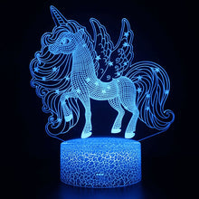 Lade das Bild in den Galerie-Viewer, 3D illusion Nachtlicht mit Märchenhaften Einhorn Motiv kaufen
