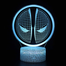 Lade das Bild in den Galerie-Viewer, Deadpool Lampe, Nachttischlampe, 3D Effekt und Farbwechsel kaufen