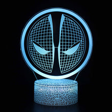 Lade das Bild in den Galerie-Viewer, Deadpool Lampe, Nachttischlampe, 3D Effekt und Farbwechsel kaufen