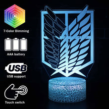 Lade das Bild in den Galerie-Viewer, Attack on Titan Nachtlampe, Licht, Tischlampe 3D Effekt, Farbwechsel Fernbedienung kaufen