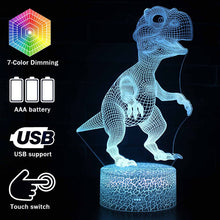 Lade das Bild in den Galerie-Viewer, 3D Dinosaurier Lampe, Tischlicht, Nachtlampe mit 16 Farben im Wechsel kaufen