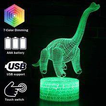 Lade das Bild in den Galerie-Viewer, 3D Dinosaurier Lampe, Tischlicht, Nachtlampe mit 16 Farben im Wechsel kaufen