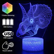 Lade das Bild in den Galerie-Viewer, 3D Dinosaurier Lampe, Tischlicht, Nachtlampe mit 16 Farben im Wechsel kaufen