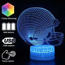 Lade das Bild in den Galerie-Viewer, Lampe mit Football Helm Motiv, magischen Farbwechsel und 3D Effekt kaufen