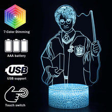 Lade das Bild in den Galerie-Viewer, Nachttischlampe mit Harry Potter Motiv, 3D Effekt, Fernbedienung und Farbwechsel kaufen