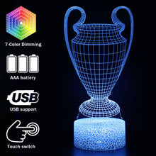 Lade das Bild in den Galerie-Viewer, Lampe mit Champions League Pokal Motiv, Farbwechsel und magischen 3D Effekt kaufen