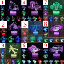 Lade das Bild in den Galerie-Viewer, Bagger Nachtlicht, Lampe mit Bagger oder Auto Motiv 3D Effekt und Farbwechsel kaufen