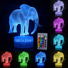Lade das Bild in den Galerie-Viewer, Nachtlampe mit Elefant Motiv und Farbwechsel - mit Fernbedienung kaufen