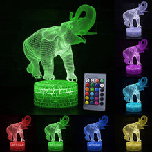 Lade das Bild in den Galerie-Viewer, Nachtlampe mit Elefant Motiv und Farbwechsel - mit Fernbedienung kaufen