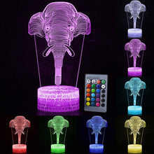 Lade das Bild in den Galerie-Viewer, Nachtlampe mit Elefant Motiv und Farbwechsel - mit Fernbedienung kaufen