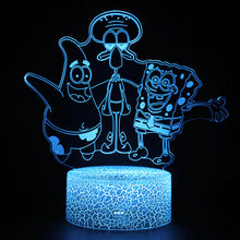 Lade das Bild in den Galerie-Viewer, SpongeBob Schwammkopf Nachtlicht, Lampe mit 3D Effekt und Farbwechsel Tischlicht kaufen