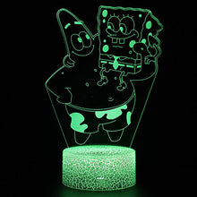 Lade das Bild in den Galerie-Viewer, SpongeBob Schwammkopf Nachtlicht, Lampe mit 3D Effekt und Farbwechsel Tischlicht kaufen