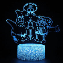 Lade das Bild in den Galerie-Viewer, SpongeBob Schwammkopf Nachtlicht, Lampe mit 3D Effekt und Farbwechsel Tischlicht kaufen