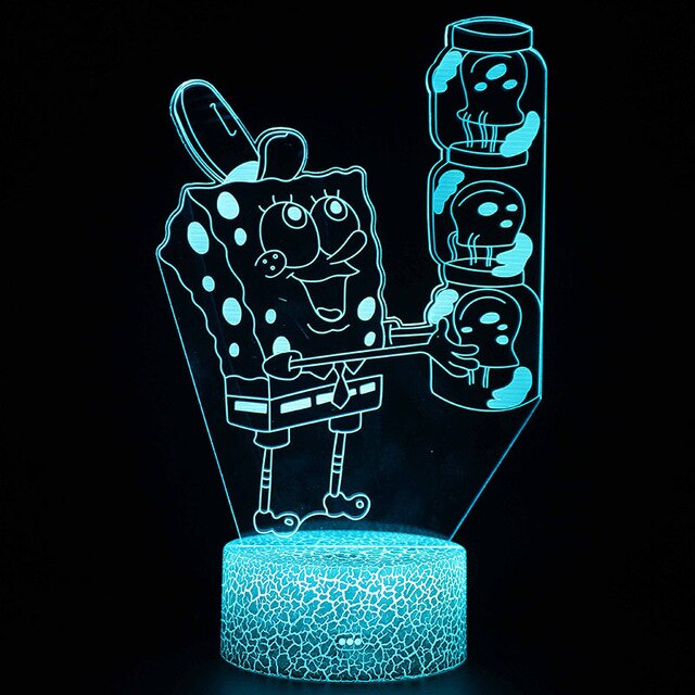 SpongeBob Schwammkopf Nachtlicht, Lampe mit 3D Effekt und Farbwechsel Tischlicht kaufen
