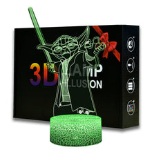 Lade das Bild in den Galerie-Viewer, Star Wars Yoda Nachtlicht, Tischlampe, Lampe, 3D Effekt kaufen