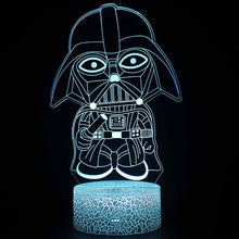 Lade das Bild in den Galerie-Viewer, Star Wars Darth Vader Nachtlampe, Nachtlicht mit 3D Effekt, Farbwechsel in 16 Farben kaufen
