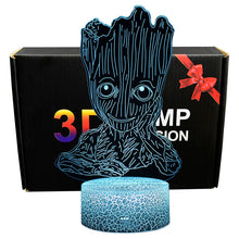 Lade das Bild in den Galerie-Viewer, Guardians of the Galaxy Groot Nachttichlampe mit 3D Effekt und Fernbedienung kaufen