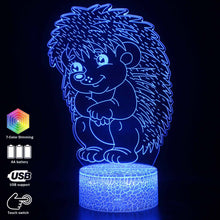 Lade das Bild in den Galerie-Viewer, Nachttischlampe mit süßen Igel Motiv kaufen