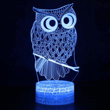 Lade das Bild in den Galerie-Viewer, 3D LED Lampe im Eulen Design - Mit Farbwechsel kaufen