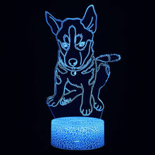 Lade das Bild in den Galerie-Viewer, Nachttischlampe mit süßen Hundewelpen Motiv, Farbwechsel und 3D Effekt kaufen