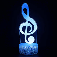 Lade das Bild in den Galerie-Viewer, Nachtlicht, Tischlampe mit Musik Noten Motiv, Farbwechsel und 3D Effekt kaufen
