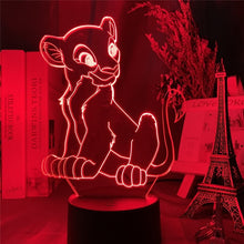 Lade das Bild in den Galerie-Viewer, König der Löwen Simba Lion King Lampe mit 3D Effekt und Farbwechsel kaufen