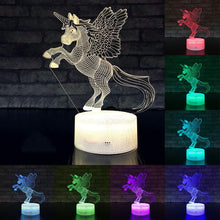 Lade das Bild in den Galerie-Viewer, Einhorn Nachtlicht, Nachtlampe, Lampe mit Einhorn Motiven und Farbwechsel kaufen
