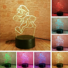 Lade das Bild in den Galerie-Viewer, Super Mario, Luigi, Yoshi etc. 3D Effekt Lampe mit wechselnden Farben kaufen
