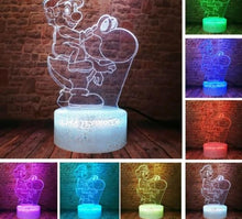 Lade das Bild in den Galerie-Viewer, Super Mario, Luigi, Yoshi etc. 3D Effekt Lampe mit wechselnden Farben kaufen