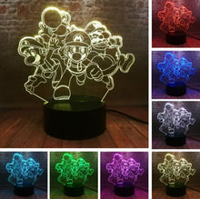Lade das Bild in den Galerie-Viewer, Super Mario, Luigi, Yoshi etc. 3D Effekt Lampe mit wechselnden Farben kaufen