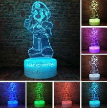 Lade das Bild in den Galerie-Viewer, Super Mario, Luigi, Yoshi etc. 3D Effekt Lampe mit wechselnden Farben kaufen