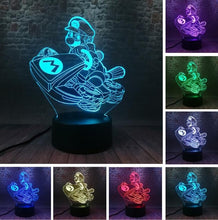 Lade das Bild in den Galerie-Viewer, Super Mario, Luigi, Yoshi etc. 3D Effekt Lampe mit wechselnden Farben kaufen