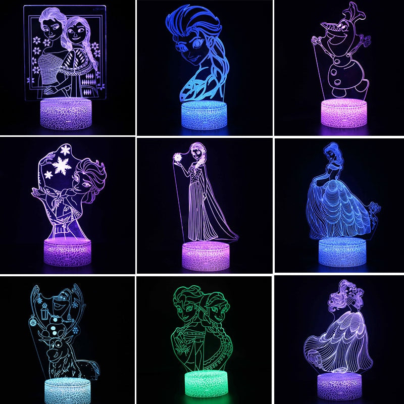 anna und elsa zelt mit licht Frozen Elsa Anna Olaf Sven Nachtlicht, Nachtlampe, Licht mit 3D Effekt – Lumilights