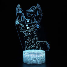 Lade das Bild in den Galerie-Viewer, Frozen Elsa Anna Olaf Sven Nachtlicht, Nachtlampe, Licht mit 3D Effekt kaufen