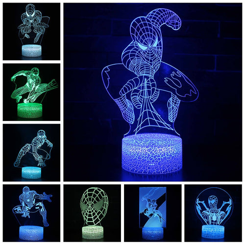 Spider Man Lampe mit magischen 3D Effekt und Farbwechsel bis zu 7 Farben kaufen
