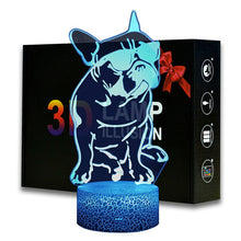 Lade das Bild in den Galerie-Viewer, Nacht Lampe mit Bulldoggen Motiv und Farbwechsel kaufen