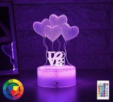 Lade das Bild in den Galerie-Viewer, Romantisches 3D-LED Nachtlicht - Illusionslampe „Love“ für Kinder und Erwachsene mit Herz-Ballons kaufen