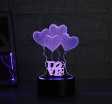Lade das Bild in den Galerie-Viewer, Romantisches 3D-LED Nachtlicht - Illusionslampe „Love“ für Kinder und Erwachsene mit Herz-Ballons kaufen