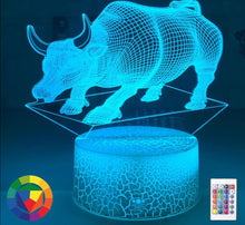 Lade das Bild in den Galerie-Viewer, Farbwechsel Nacht Licht mit Bullen Motiv kaufen