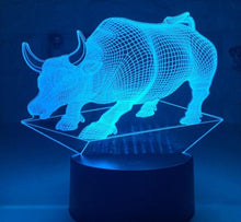 Lade das Bild in den Galerie-Viewer, Farbwechsel Nacht Licht mit Bullen Motiv kaufen