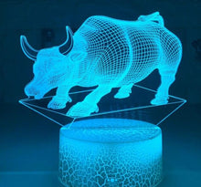 Lade das Bild in den Galerie-Viewer, Farbwechsel Nacht Licht mit Bullen Motiv kaufen