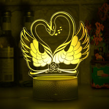 Lade das Bild in den Galerie-Viewer, Romantisches Deko Lampe Nachlicht mit Schwan Herz Liebe Motiv kaufen